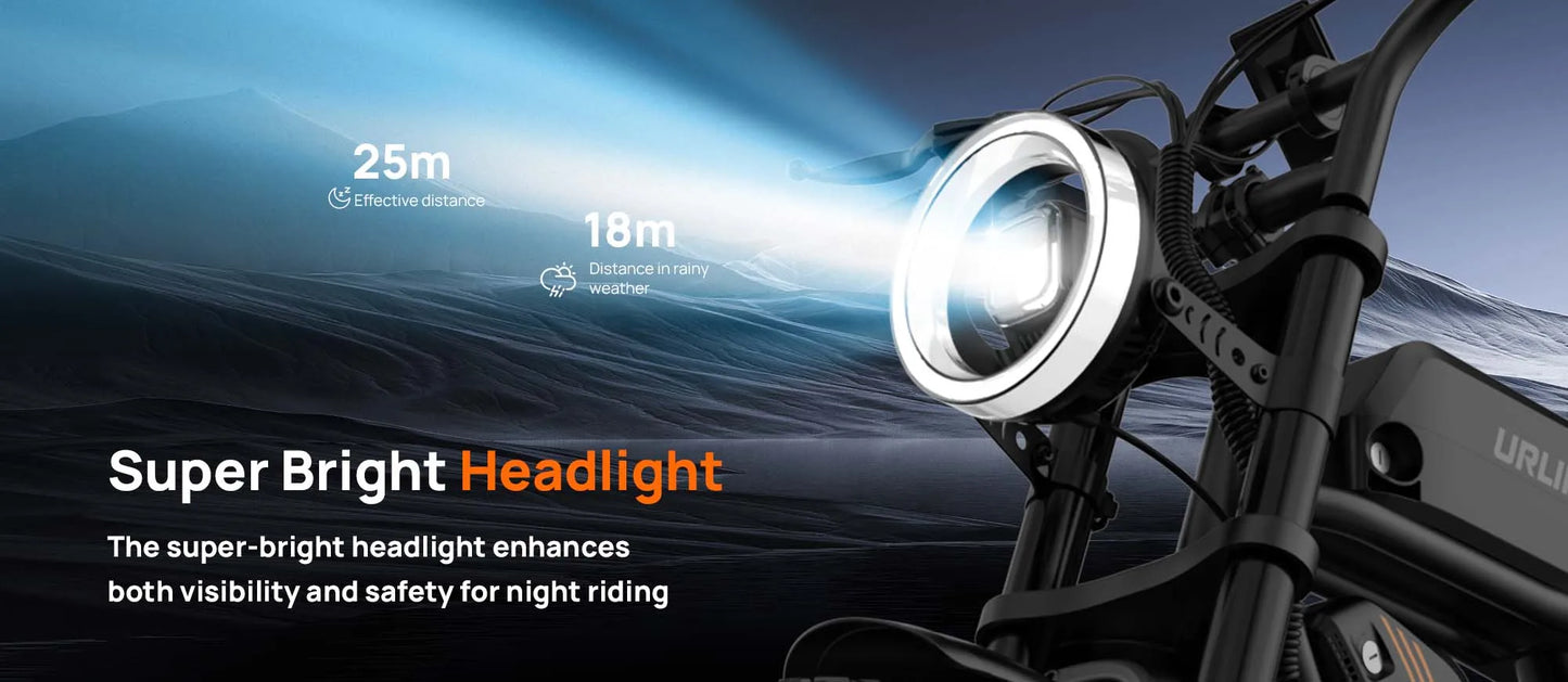 Peak 1500W Electric Mountain Bike 48V 100 Mile Range 20 Inch Fat Tire