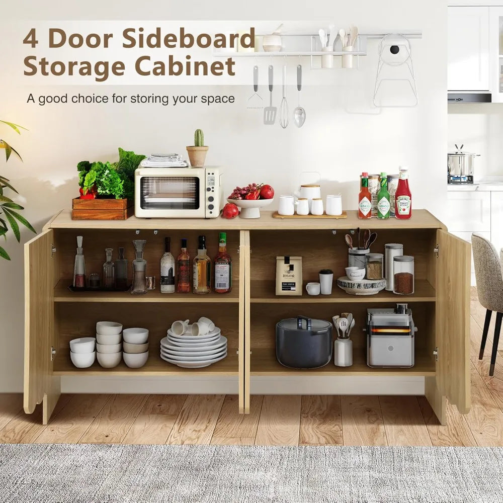 Sideboard Buffet Cabinet Modern Storage 4 Doors Adjustable Shelves