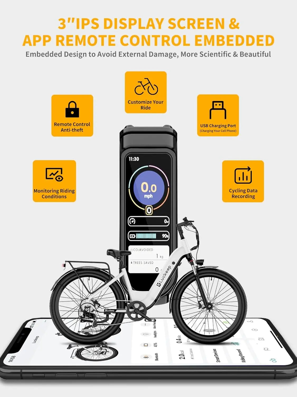 Luckeep X2 Electric Bike 1200W 28MPH 80Miles Step-Thru Ebike