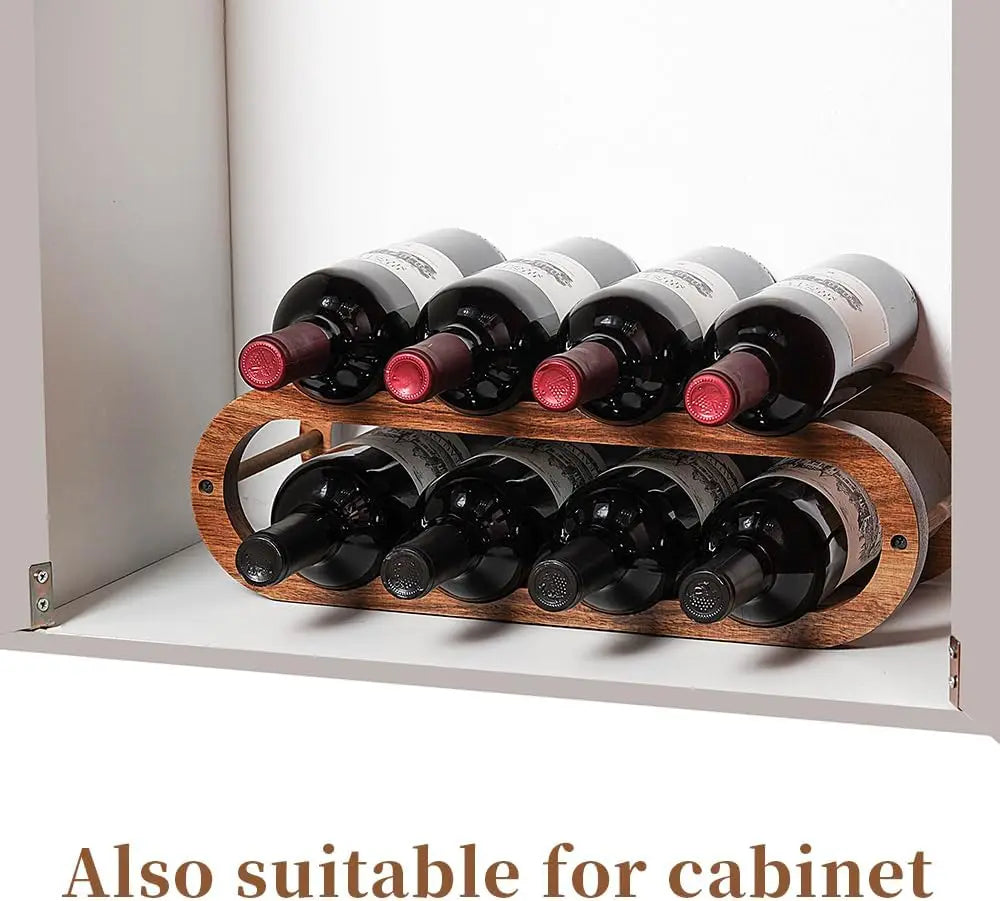 Wine Rack Water Bottle Organizer 2 in 1 Adjustable Acacia Wood Storage