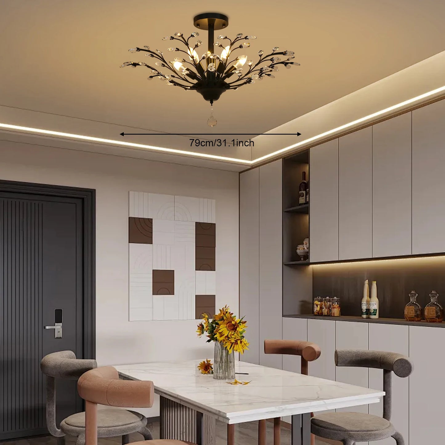 Vintage Crystal Chandelier Pendant Light for Living Rooms Entrances