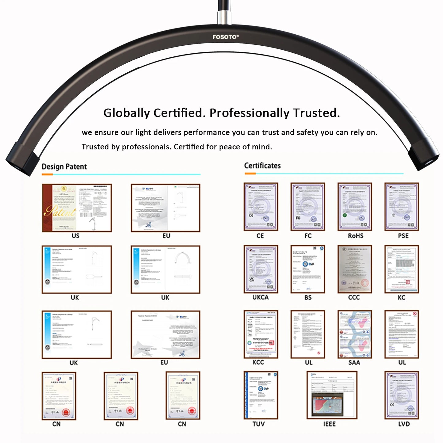 Fosoto Half-moon LED Video Light for Beauty Salon Tattoo Eyelash Work