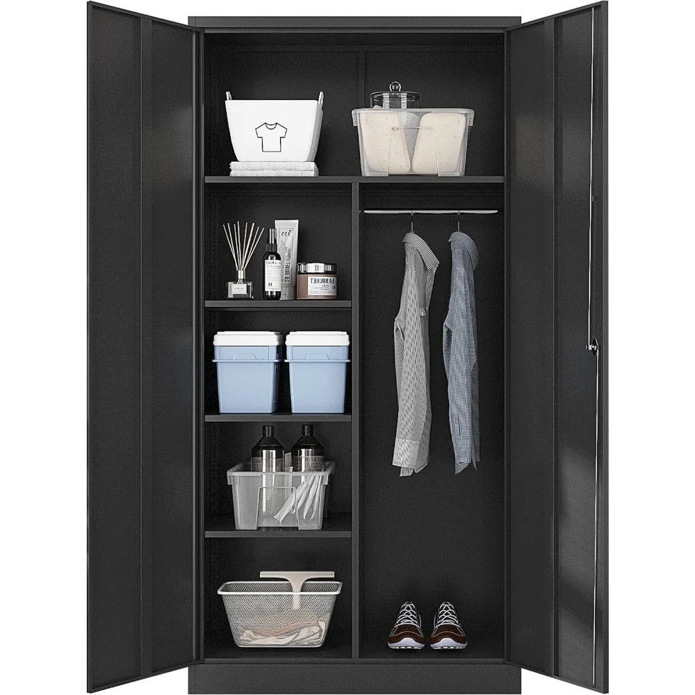 Metal Armoire Wardrobe Closet Cabinet Lockable Storage Organizer 72 Inch