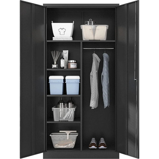 Metal Armoire Wardrobe Closet Cabinet Lockable Storage Organizer 72 Inch