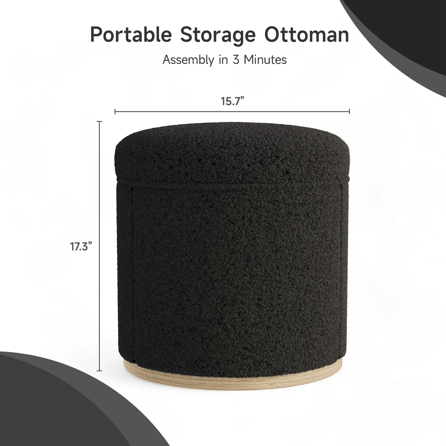 Round Storage Ottoman with Tray Vanity Stool Footrest Coffee Table