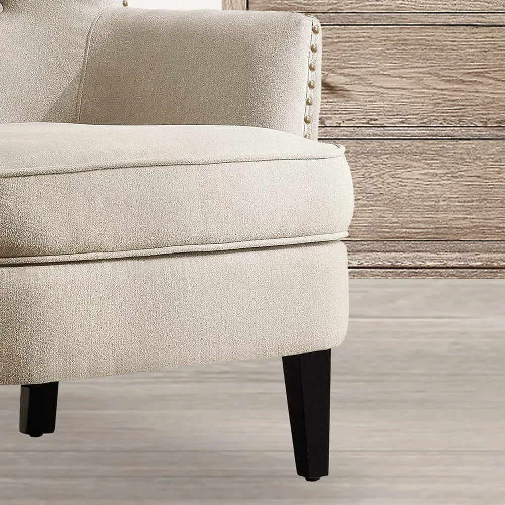 Accent Chair Ottoman Set Mid-Century Modern Upholstered Living Room Chair