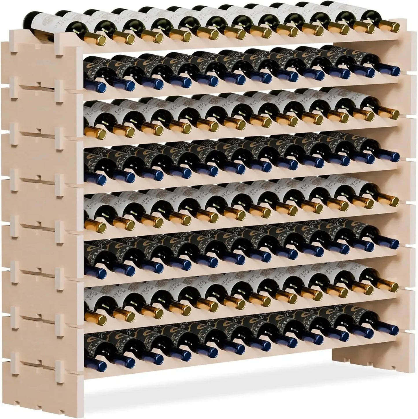 Stackable Modular Wine Rack Freestanding Wooden Storage Holder