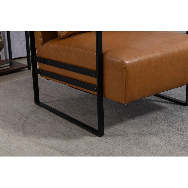 Leather Accent Chair Mid Century Armchair Living Room Bedroom