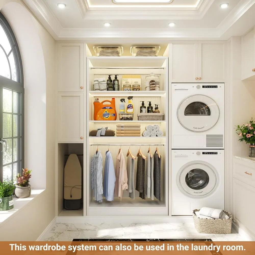 3FT Freestanding Closet Organizer with Adjustable Shelves and Rods