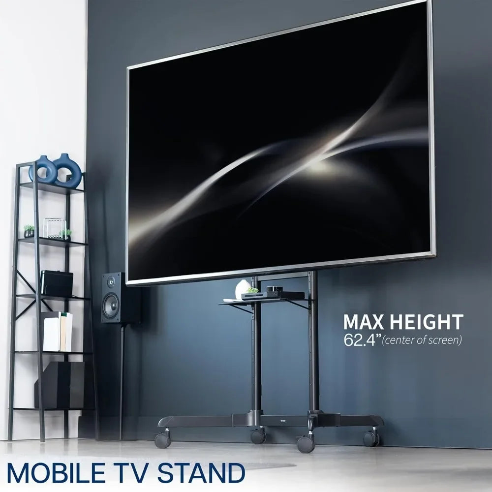 Mobile TV Cart Rolling Stand Adjustable Mount for 55 to 100 Inch TVs