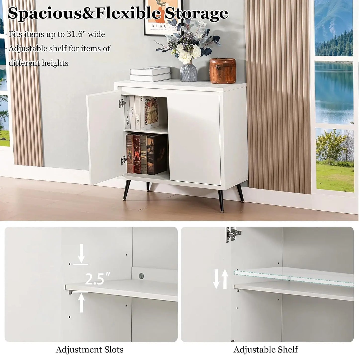 Modern 2-Door Sideboard Cabinet Freestanding Storage for Living Room
