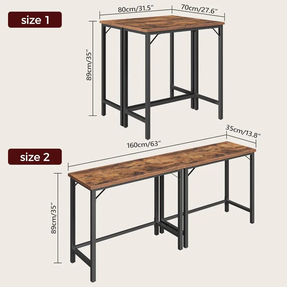 Narrow Pub Table for Dining Room Counter Bar Table Sturdy Metal Frame