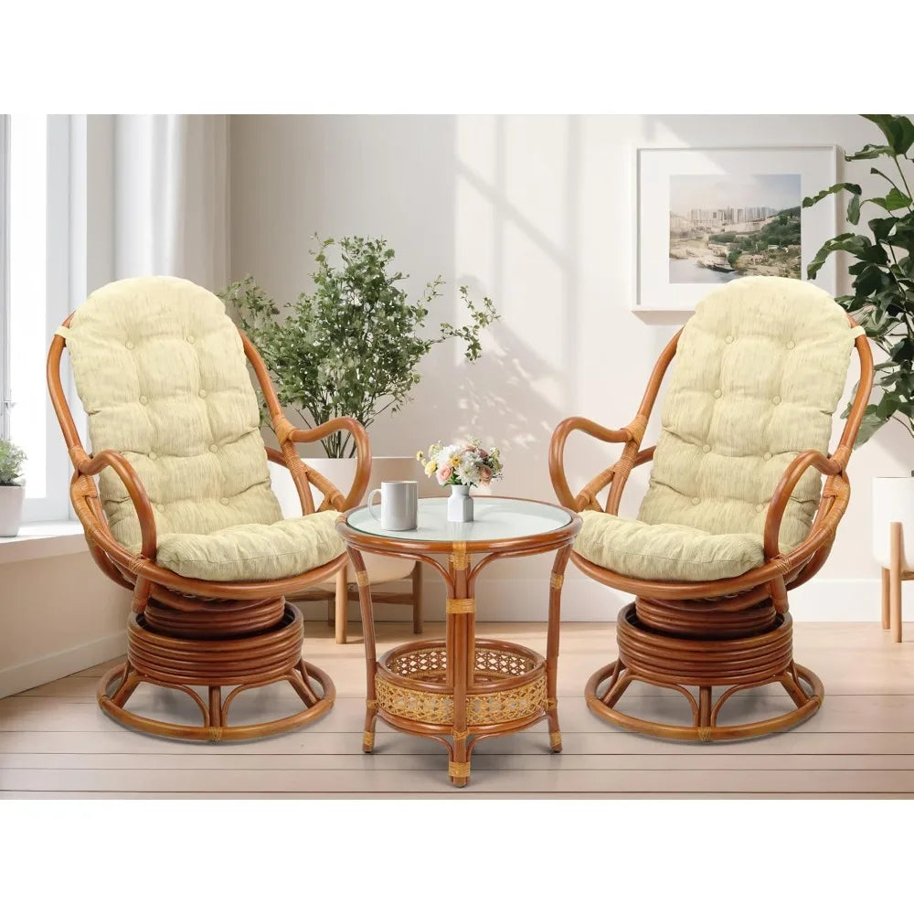 Java Lounge Swivel Rocking Chair Handmade Natural Rattan Wicker