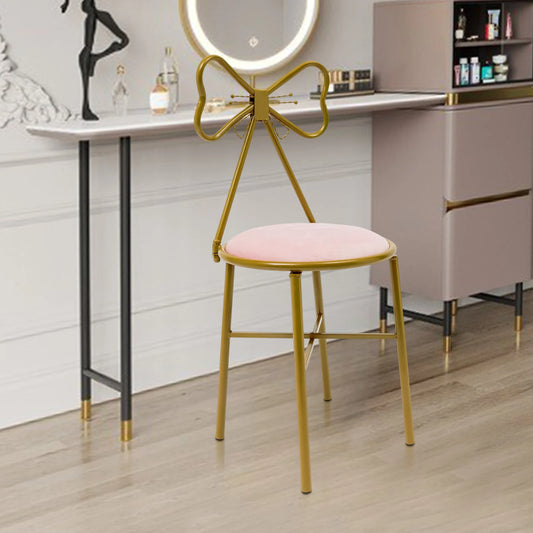 Luxury Minimalist Makeup Vanity Stool Butterfly Backrest Chair Velvet