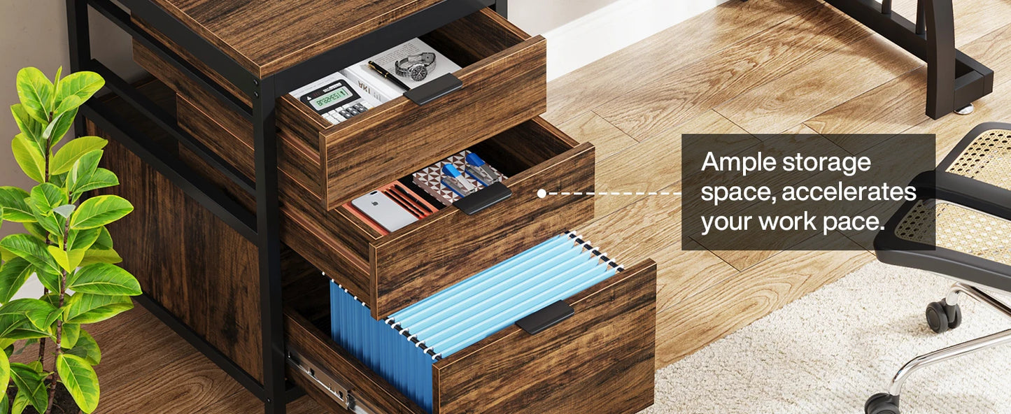 Ljustra 59 Inch Computer Desk with 3 Drawers Industrial Workstation