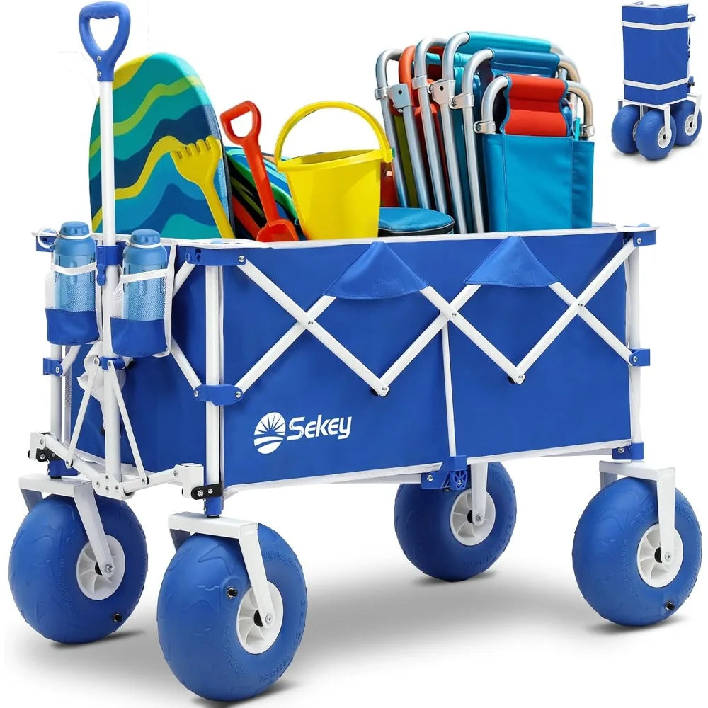 Heavy Duty Beach Wagon 440lb Capacity Oversized Foldable Cart
