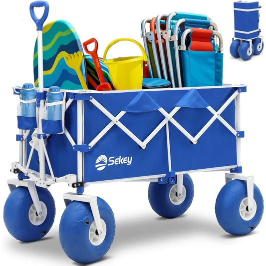 Heavy Duty Beach Wagon 440lb Capacity Oversized Foldable Cart