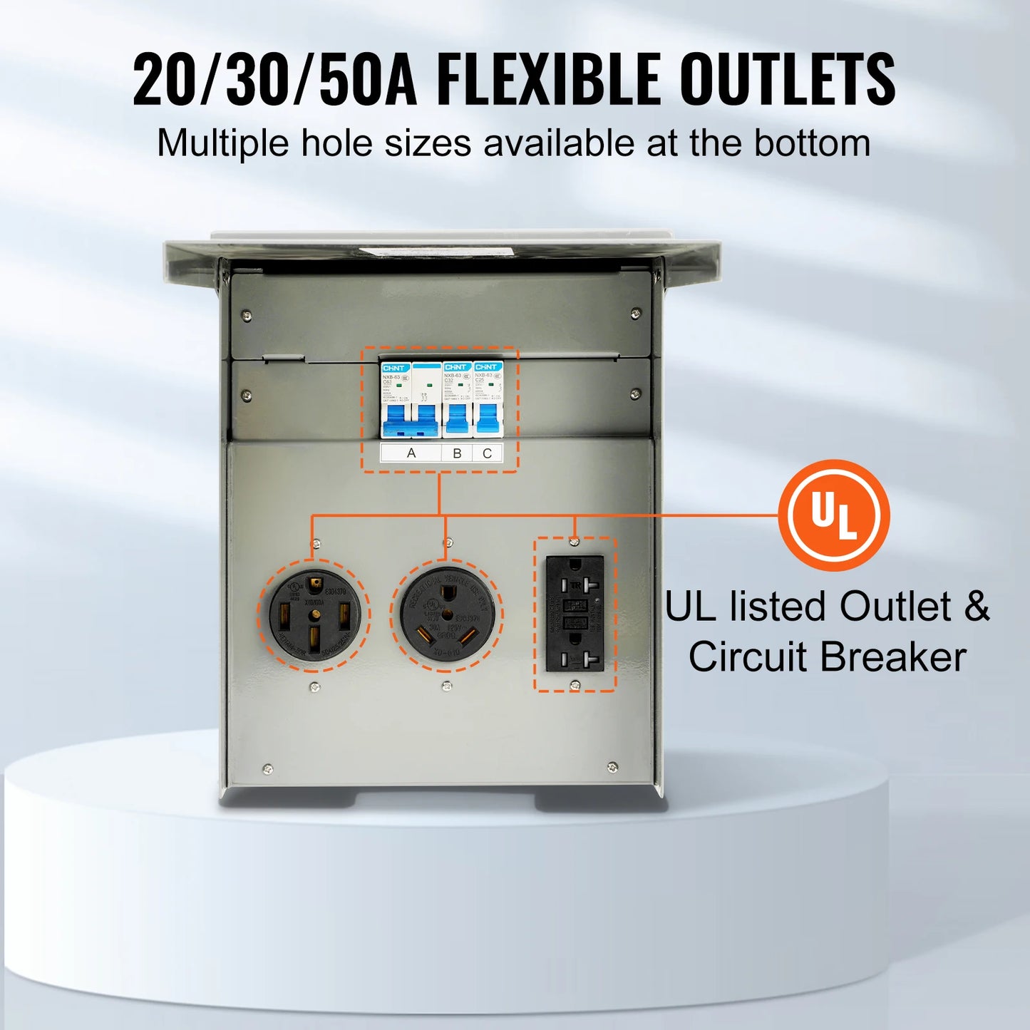 SucceBuy RV Power Outlet Box 20A 30A 50A Temporary Power 125V 250V