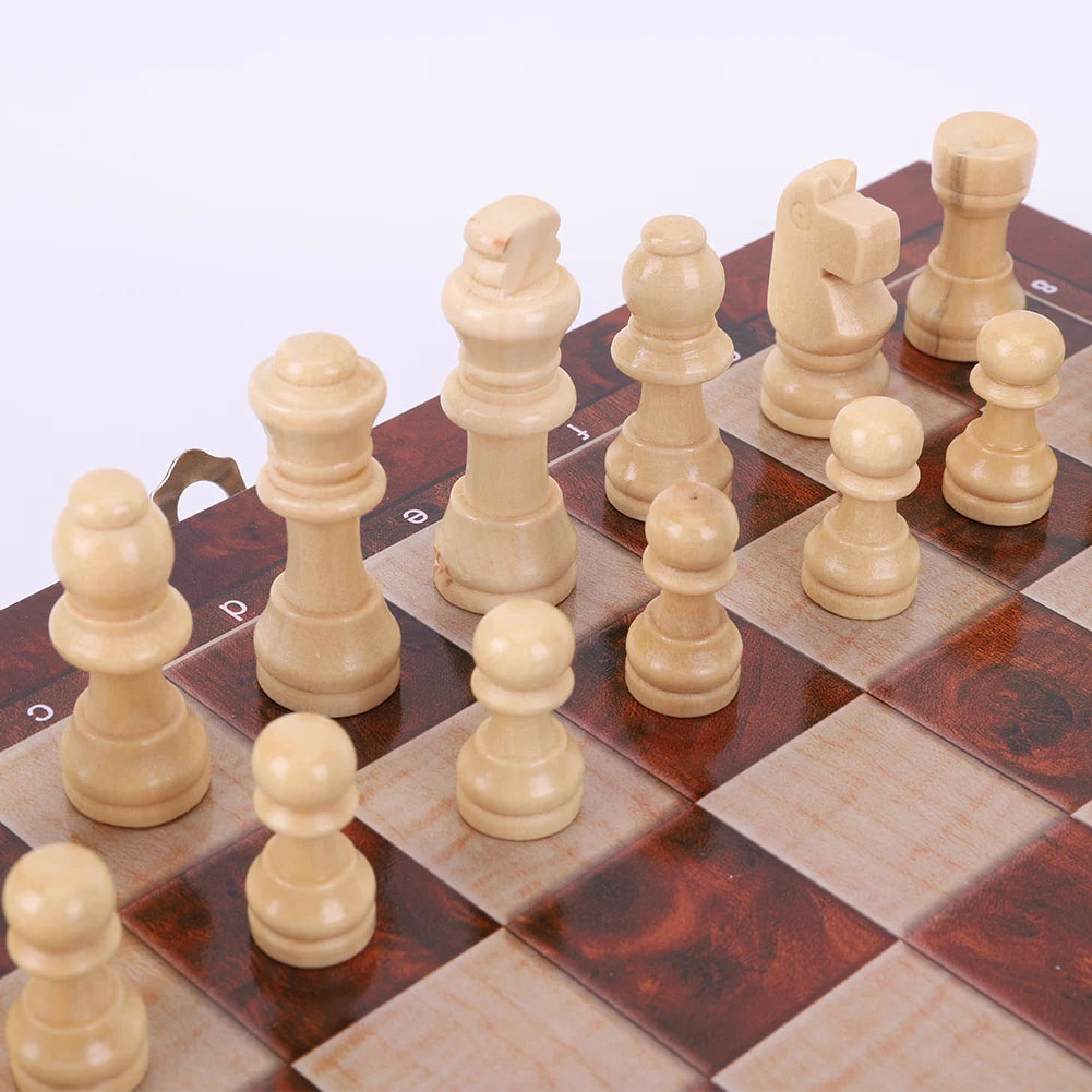 Ljustra 29x29cm Large Chessboard Wooden Set 3 in 1 Best Gifts for All