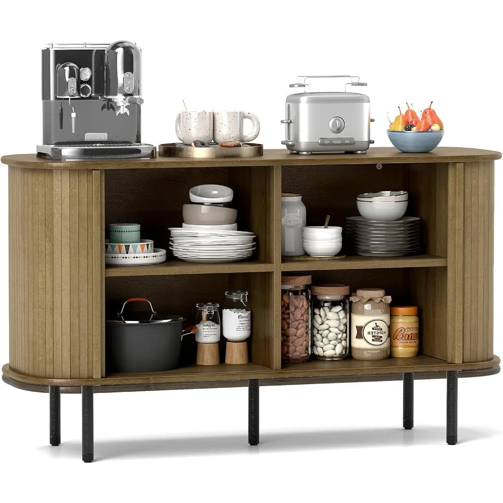 Buffet Cabinet Storage Mid Century Modern Sideboard with Tambour Doors