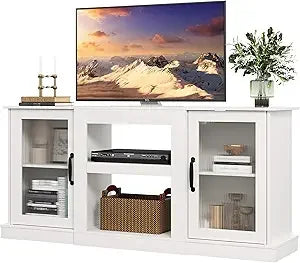 Retro TV Stand 65 Inch Modern Entertainment Center with Storage Shelves