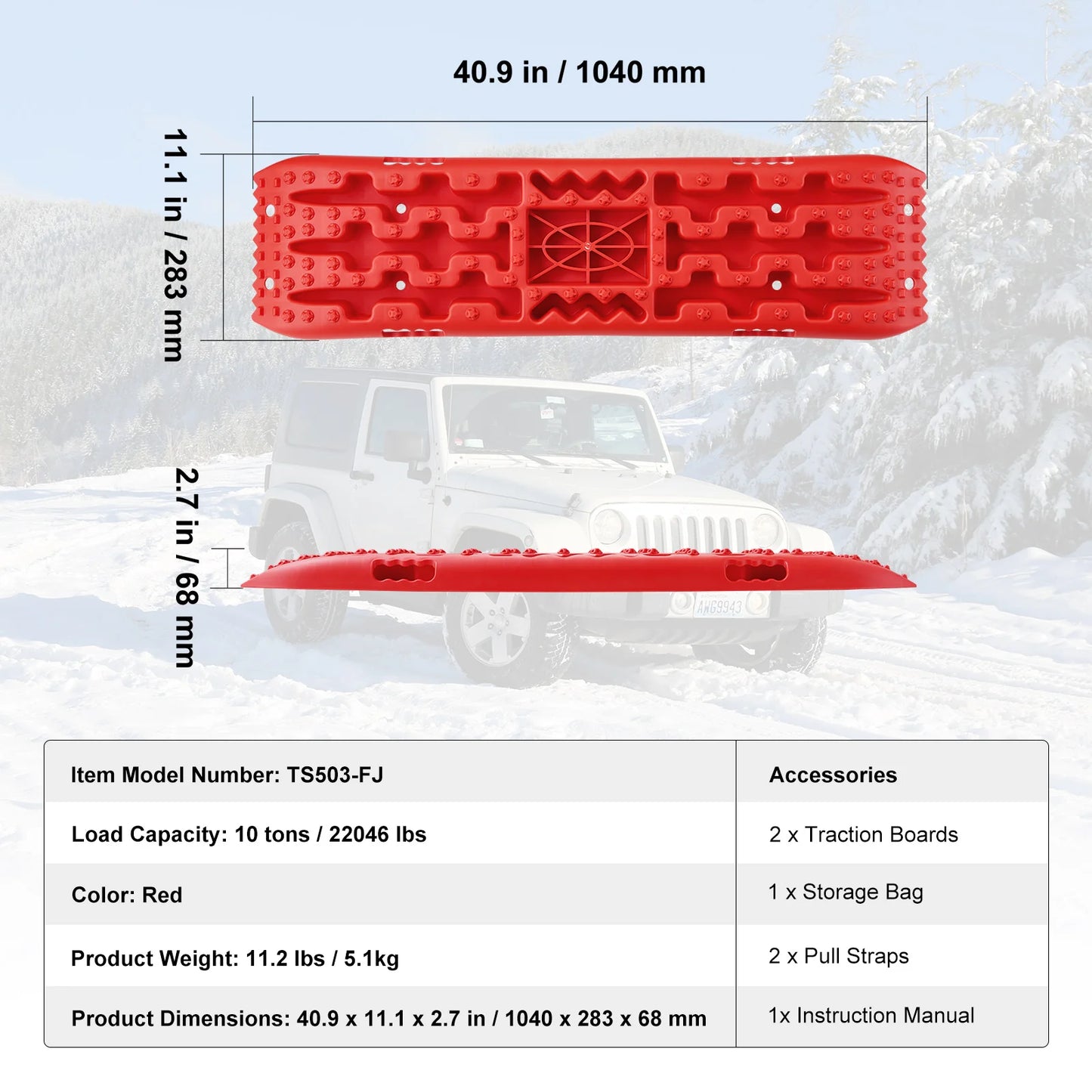 Ljustra 10 Ton Traction Boards Recovery Mats Off-Road Vehicle SUV Pickup