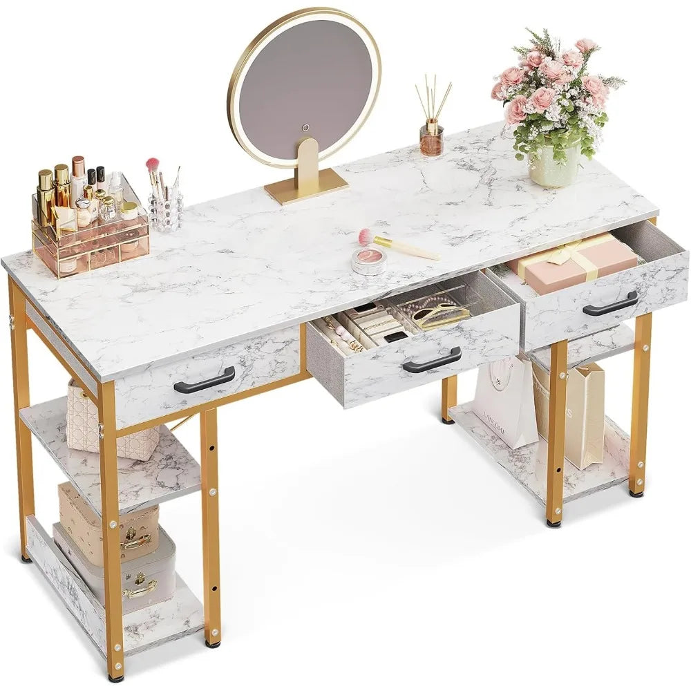 Small Office Desk with Fabric Drawers Modern Writing Table 48 Inch