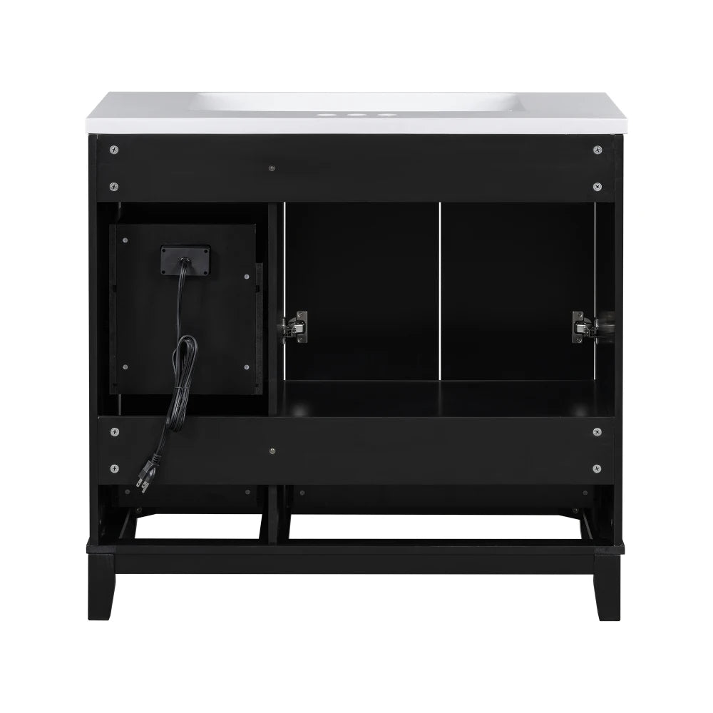 36 Inch Modern Bathroom Vanity with USB Charging and Ample Storage