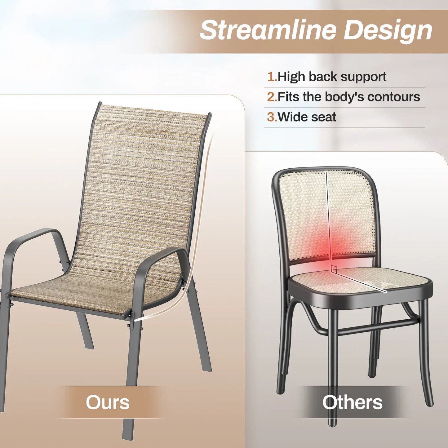 Metal Stackable Outdoor Dining Chairs Set of 4 for Patio Garden