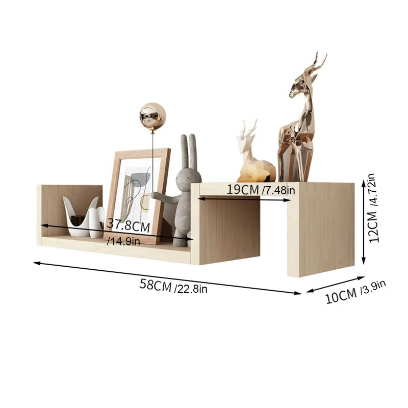 2 PCS Floating Shelf Wall Mounted Storage Strong Eco-Friendly Simple Install