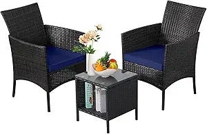 Ljustra 4 Piece Patio Furniture Set Outdoor Rattan Conversation Set