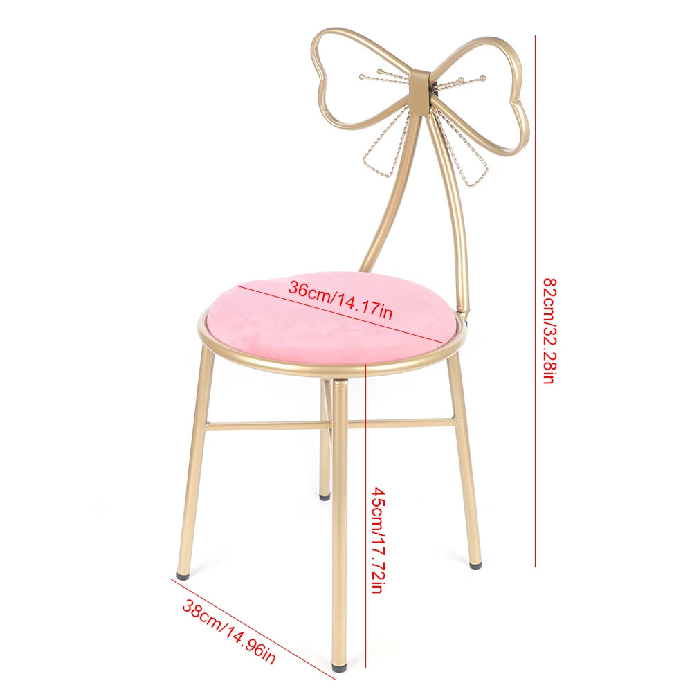 Luxury Minimalist Makeup Vanity Stool Butterfly Backrest Chair Velvet
