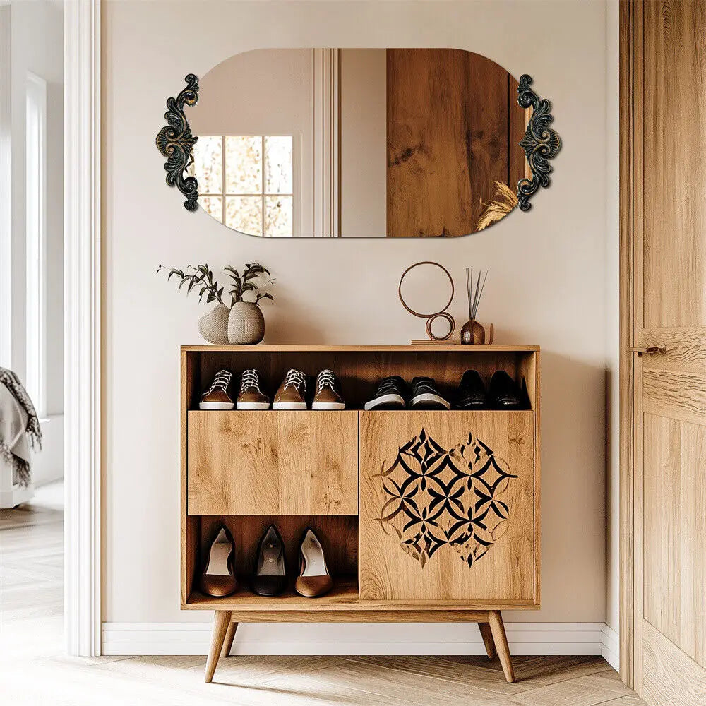 Antique Rustic Oval Wall Mirror for Entryway Bathroom Hallway Decor