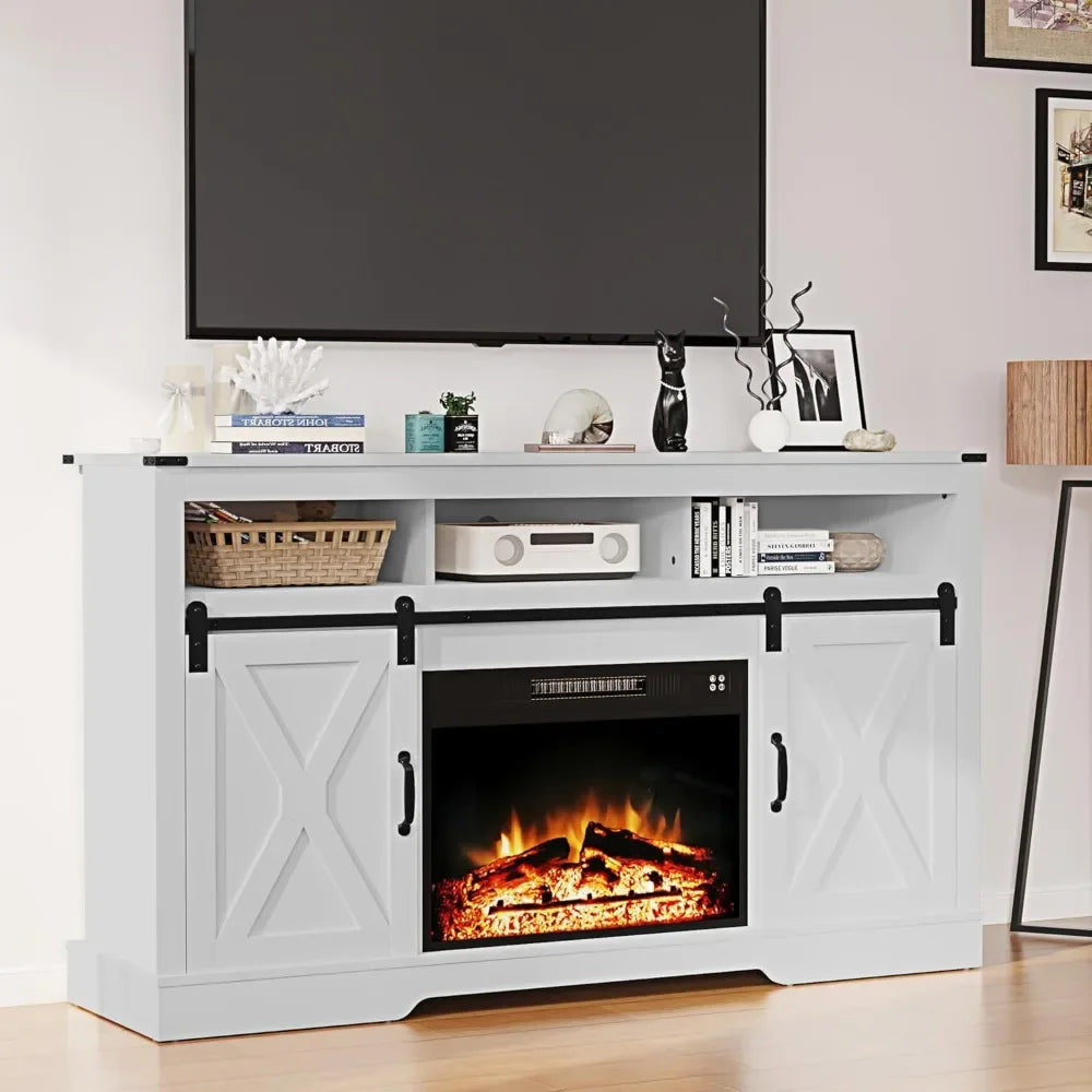 Fireplace TV Stand for 65 Inch TV Electric Fireplace Modern Rustic Center