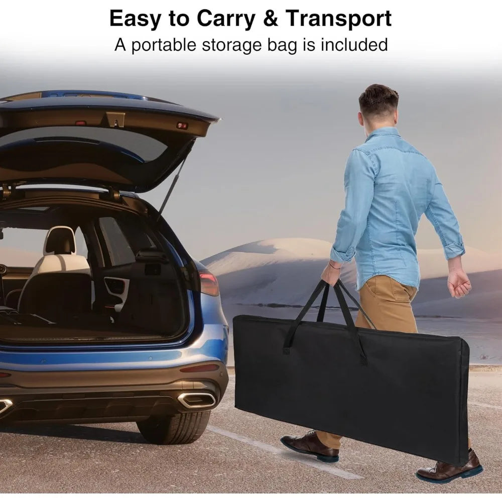 82 Inch Portable Bar Table with Carry Bag and Dual Layer Storage