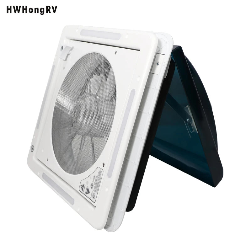 Ljustra RV Vent Fan With LED Light 5-Speed Reversible DC 12V Trailer