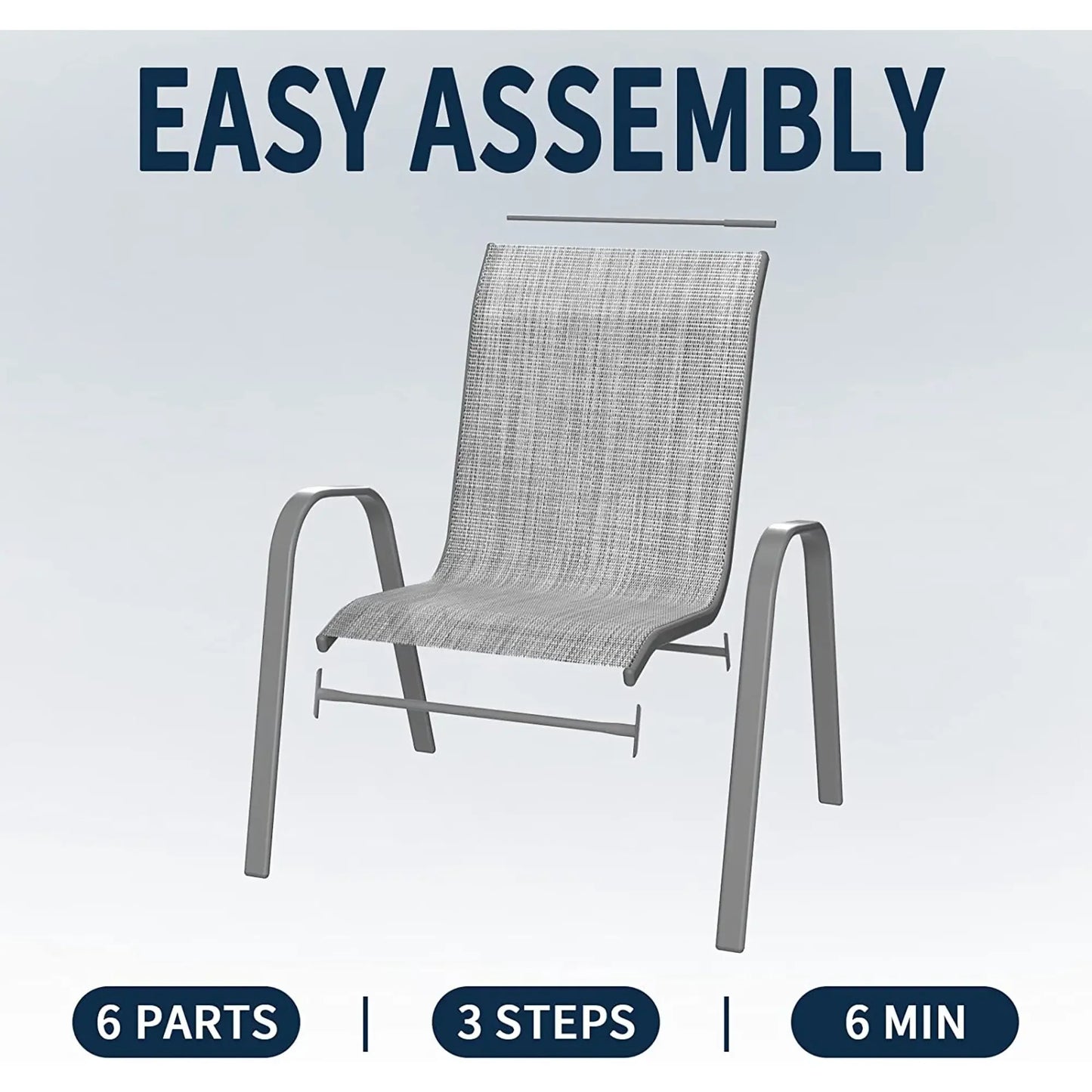 Patio Chairs Set of 6 Stackable Outdoor Dining Chairs All Weather