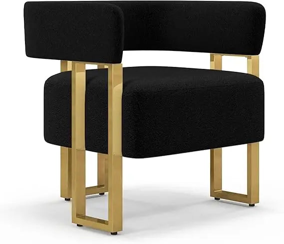 Modern Sherpa Boucle Accent Chair Upholstered Armchair Comfy Barrel Chair
