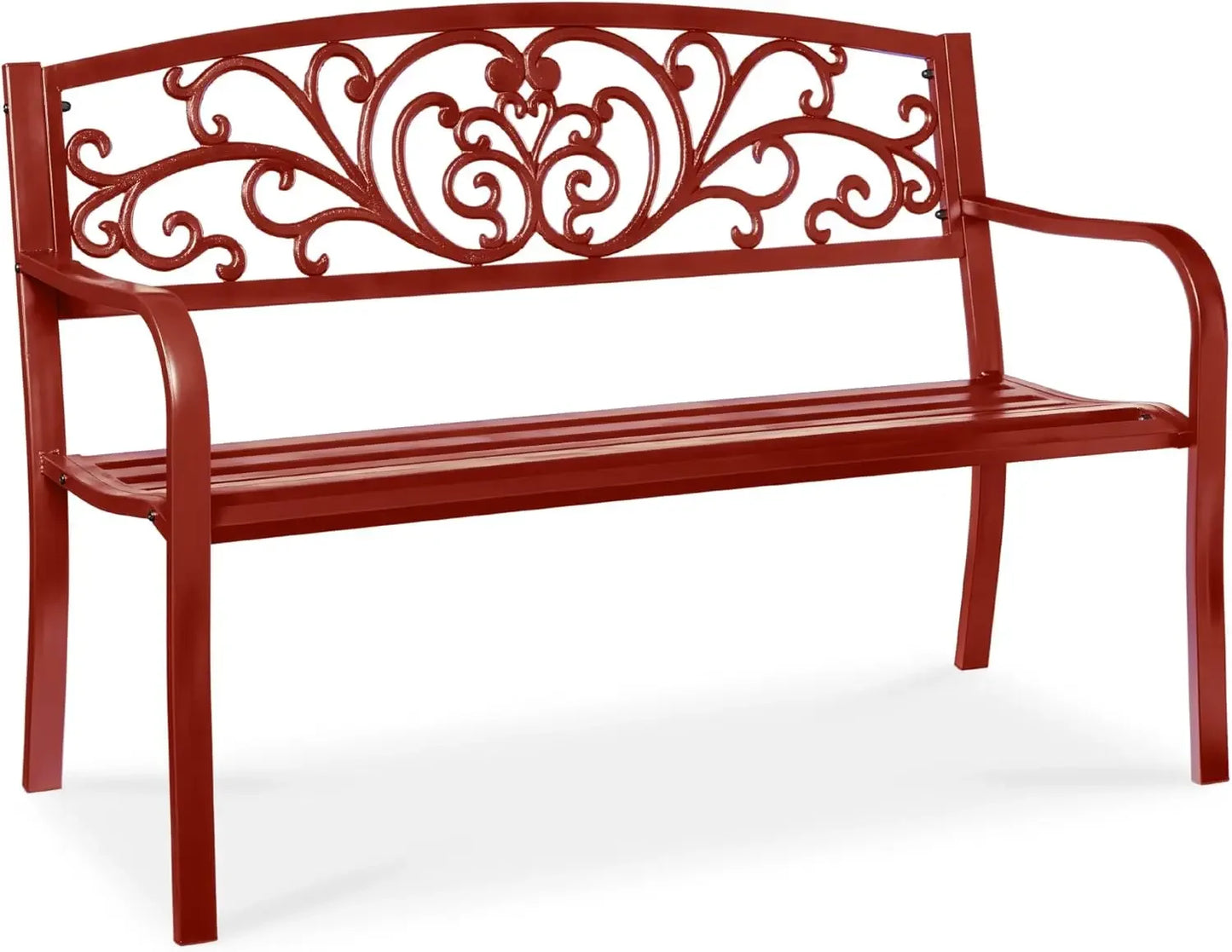 Ljustra Outdoor Steel Garden Bench with Floral Design Backrest