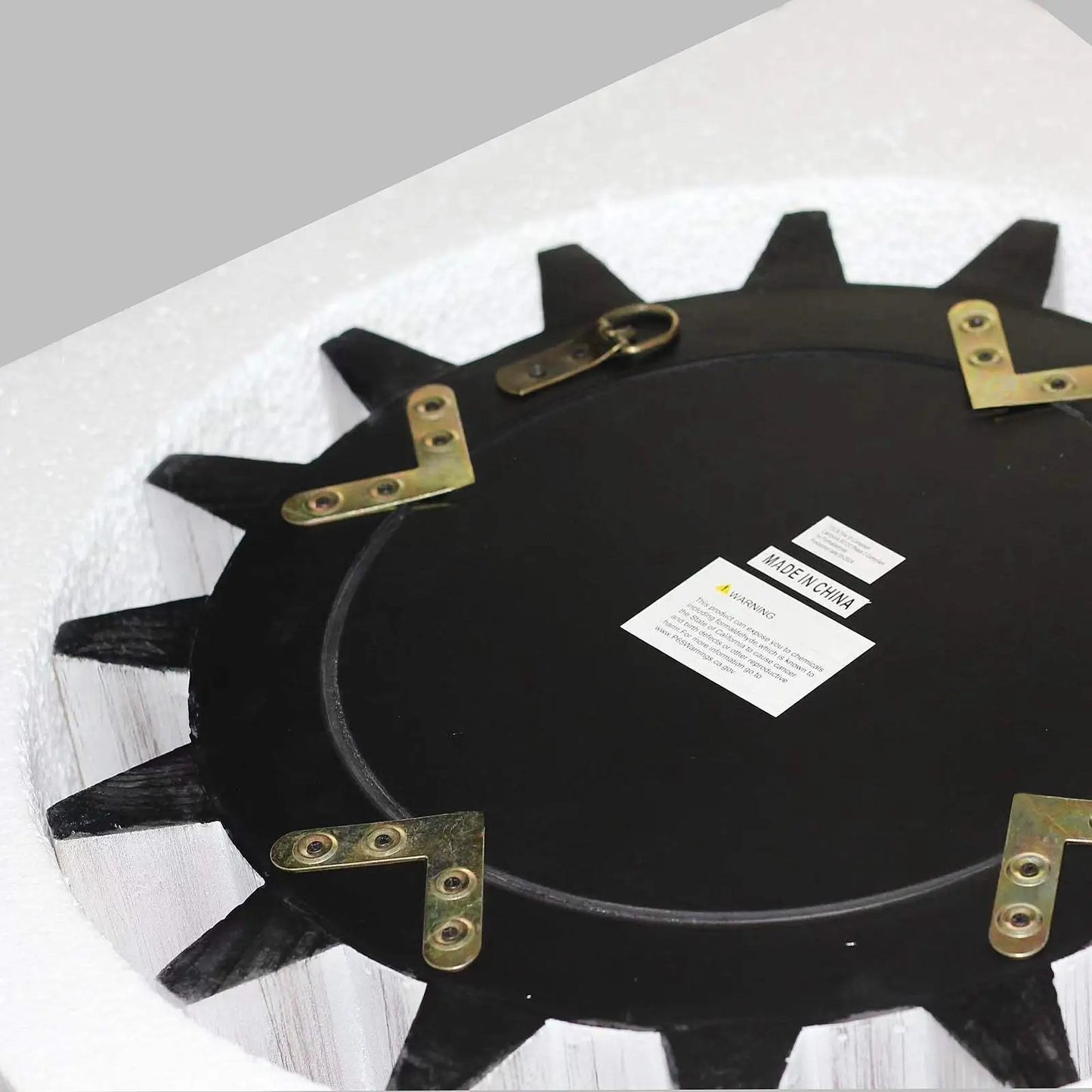 Modern Hanging Mirror Round Decorative Gear Shape for Entryway Bath