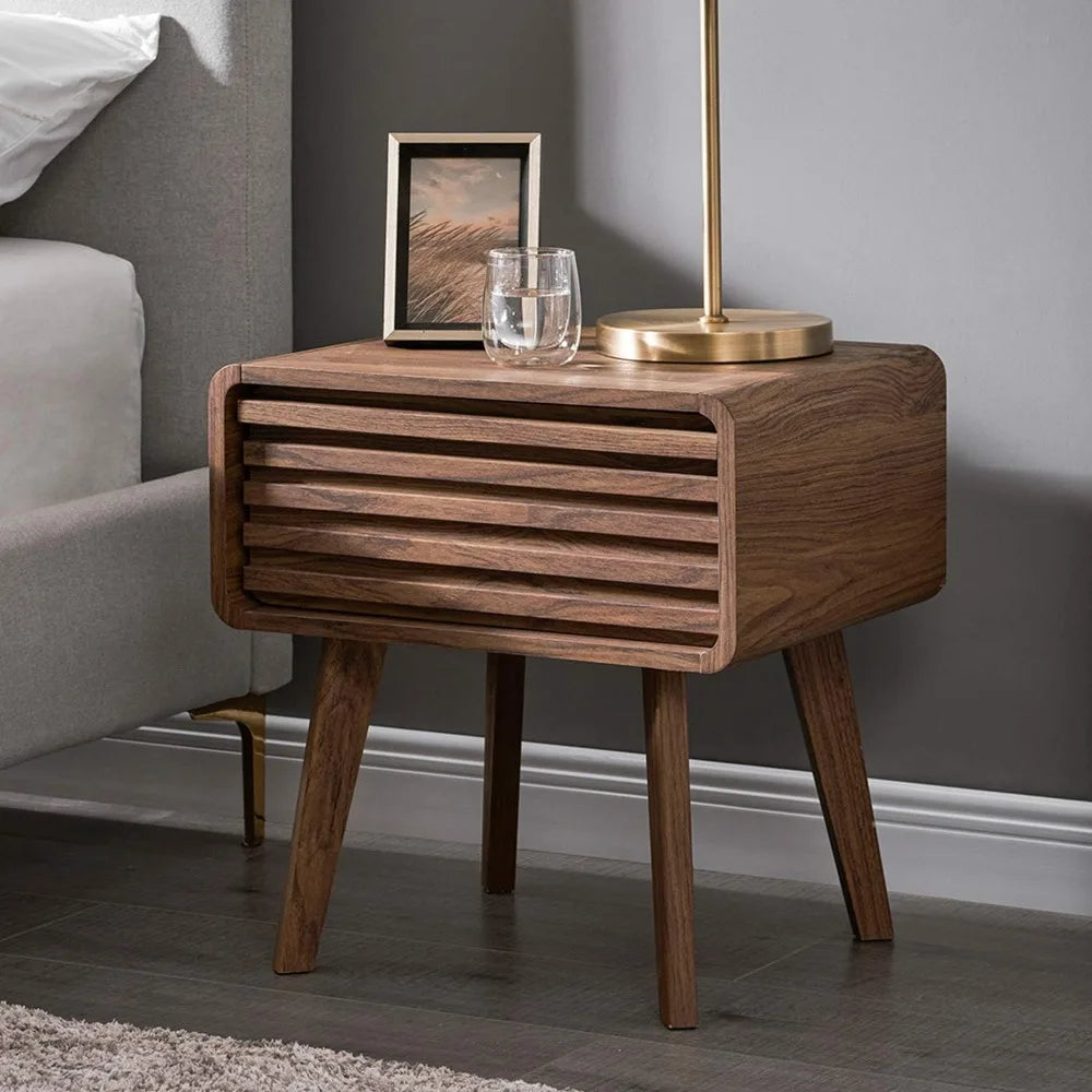 Ensley Nightstand Mid Century Modern Side Table with Drawer