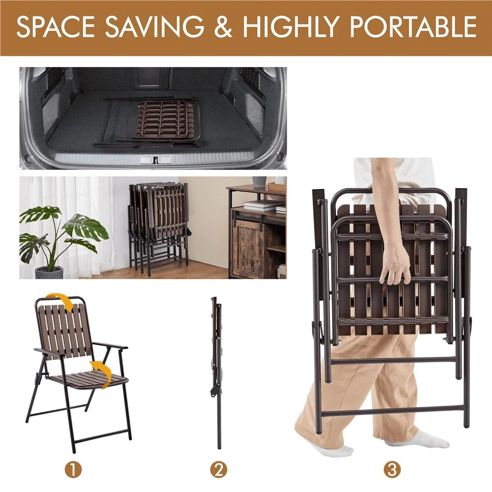 Outdoor Folding Dining Chairs Set of 4 Weather-Resistant Metal Frame