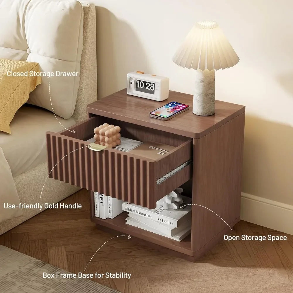 Modern Nightstand with Drawers Minimalist Bedside Table for Bedroom