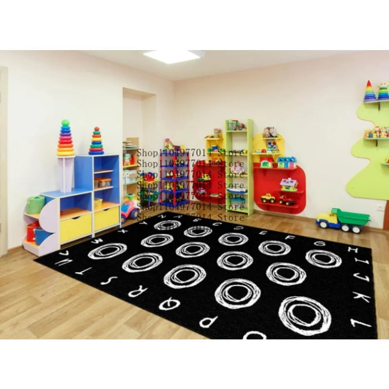 Round Abstract Classroom Carpet Kids Rug Soft Non-Slip Area Rug