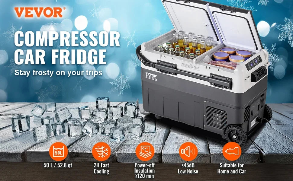 Portable Car Refrigerator Dual Zone Freezer 12V Compressor Cooler