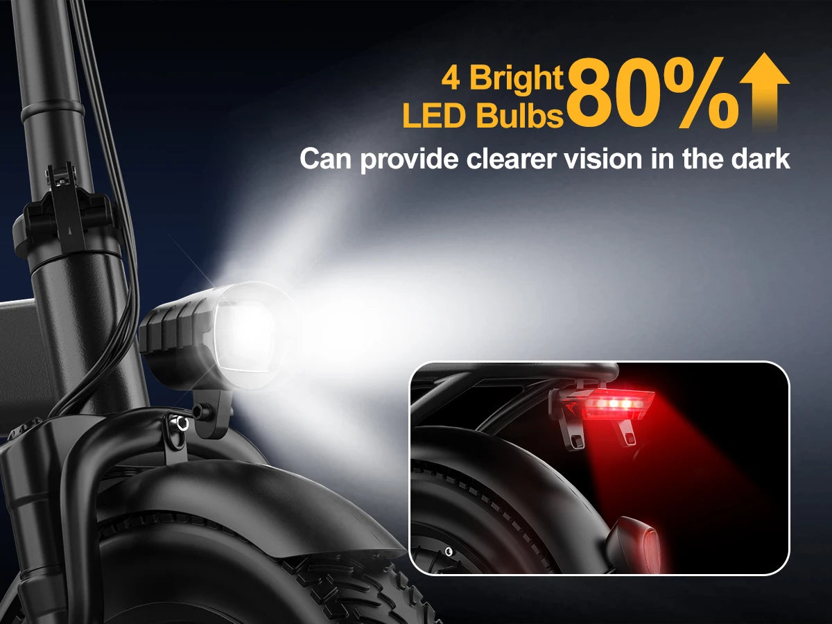 Ljustra Electric Bicycle 20MPH Folding Bike Adults 30 Mile Range