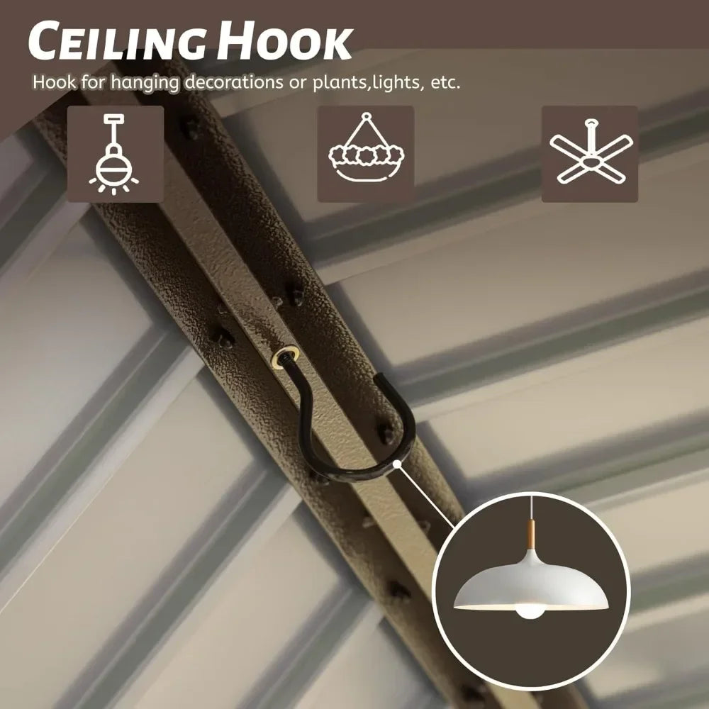 8x5 FT Hardtop Grill Gazebo Outdoor BBQ Canopy Shelter Steel Roof