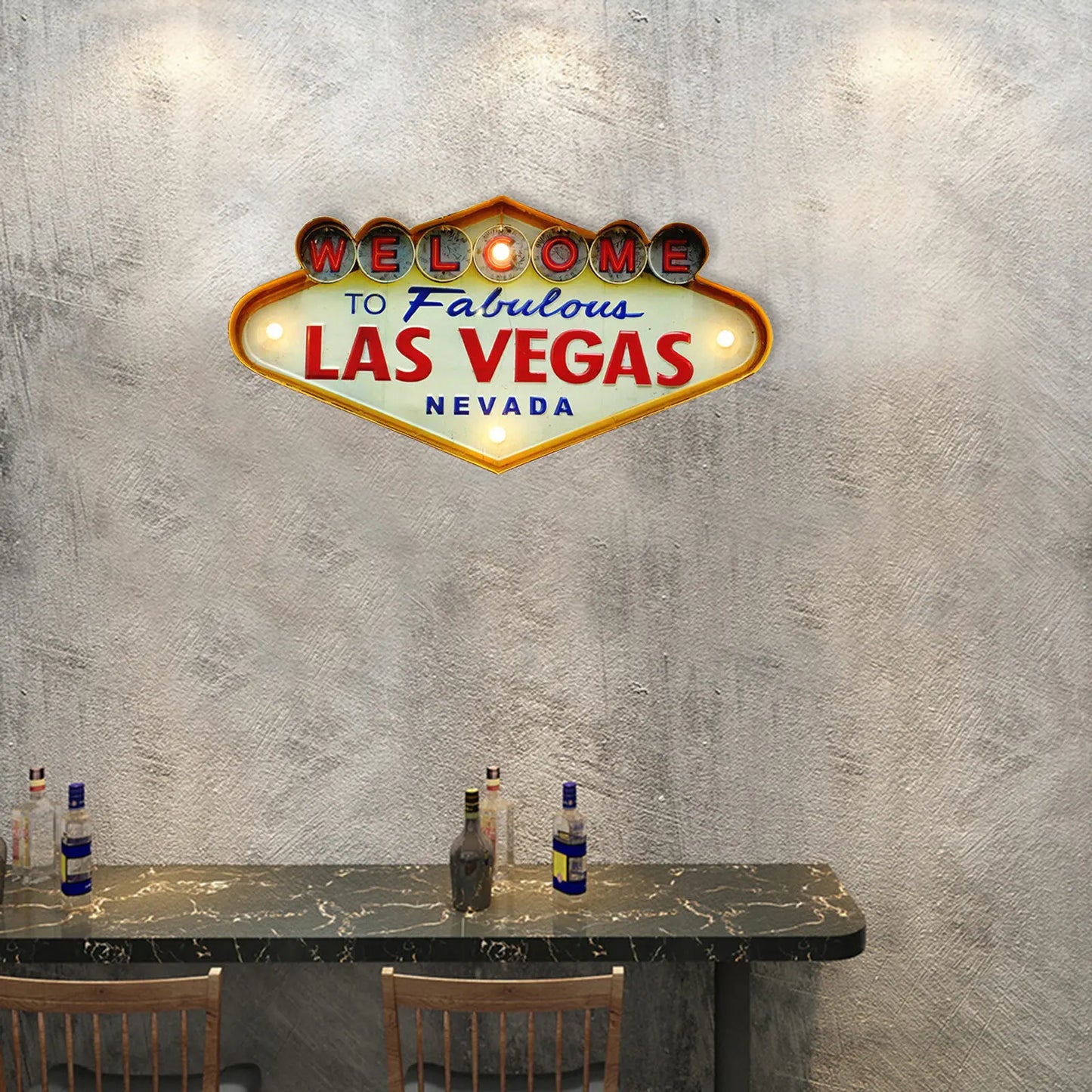 Welcome to Las Vegas Neon Sign LED Vintage Metal Light for Bar Cafe Home