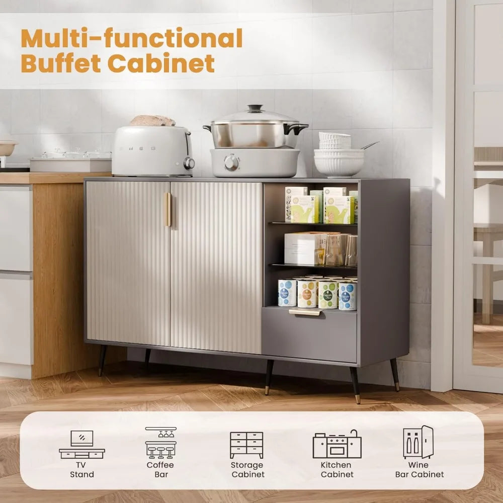 Sideboard Cabinet 2 Doors Drawer Buffet Coffee Bar Storage Adjustable Shelves