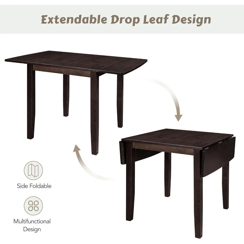 3 Piece Drop Leaf Kitchen Table Set with X-Back Chairs for Small Space